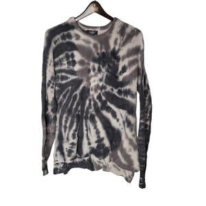 Belle Size Small Tie Dye Long sleeve Sweater crew neck Charcoal Grey Pocket HiLo